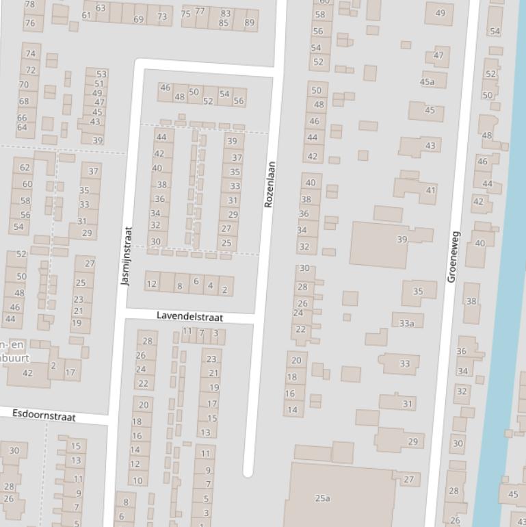 Kaart van de Rozenlaan.