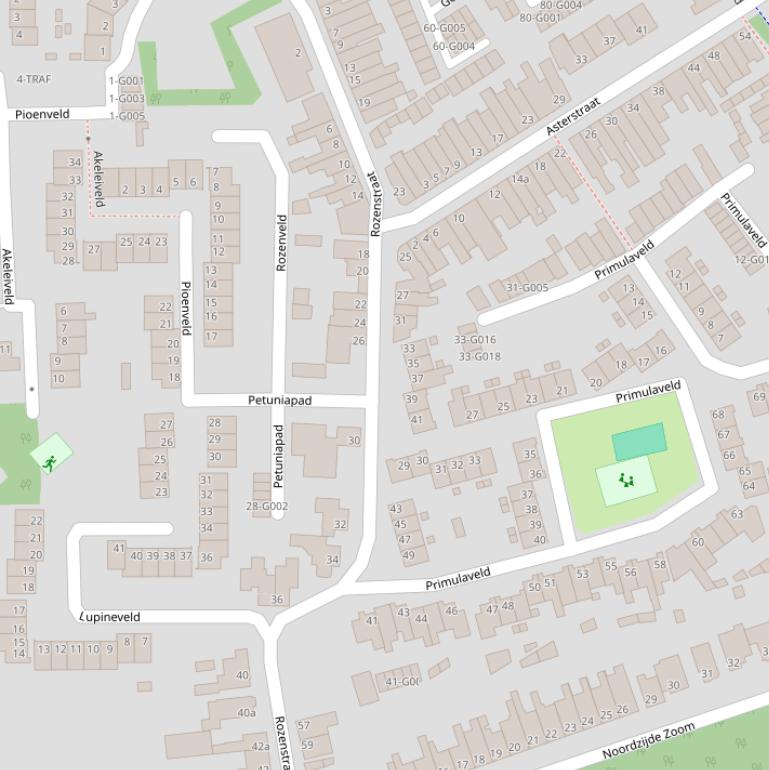 Kaart van de Rozenstraat.