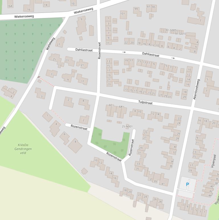 Kaart van de Rozenstraat.