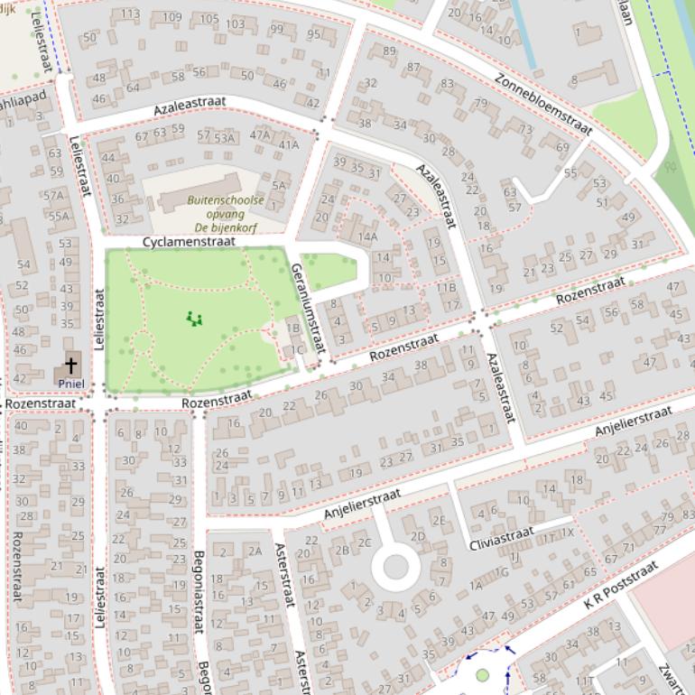 Kaart van de Rozenstraat.