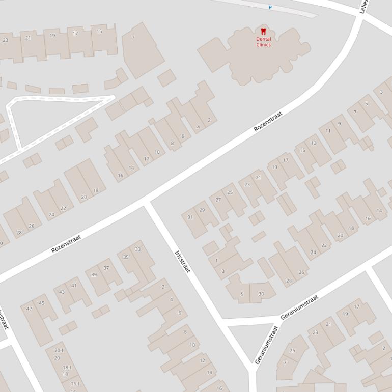 Kaart van de Rozenstraat.