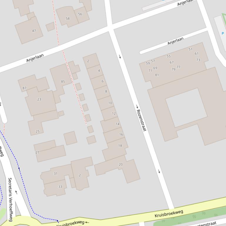 Kaart van de Rozenstraat.