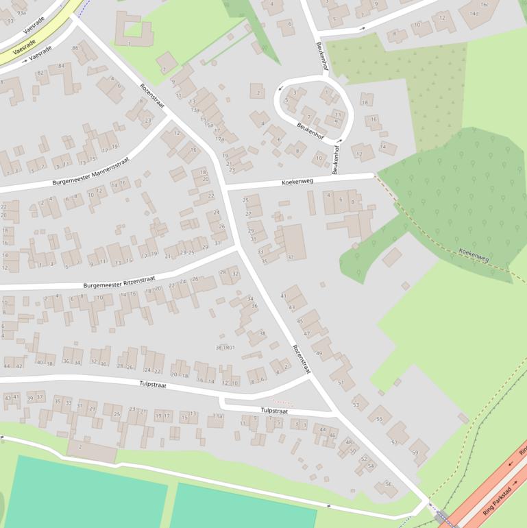 Kaart van de Rozenstraat.