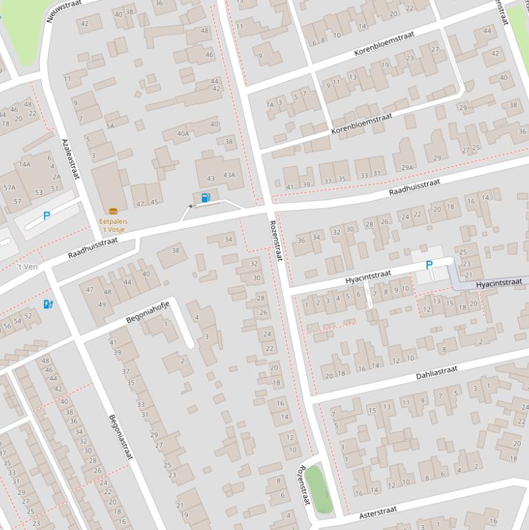 Kaart van de Rozenstraat.