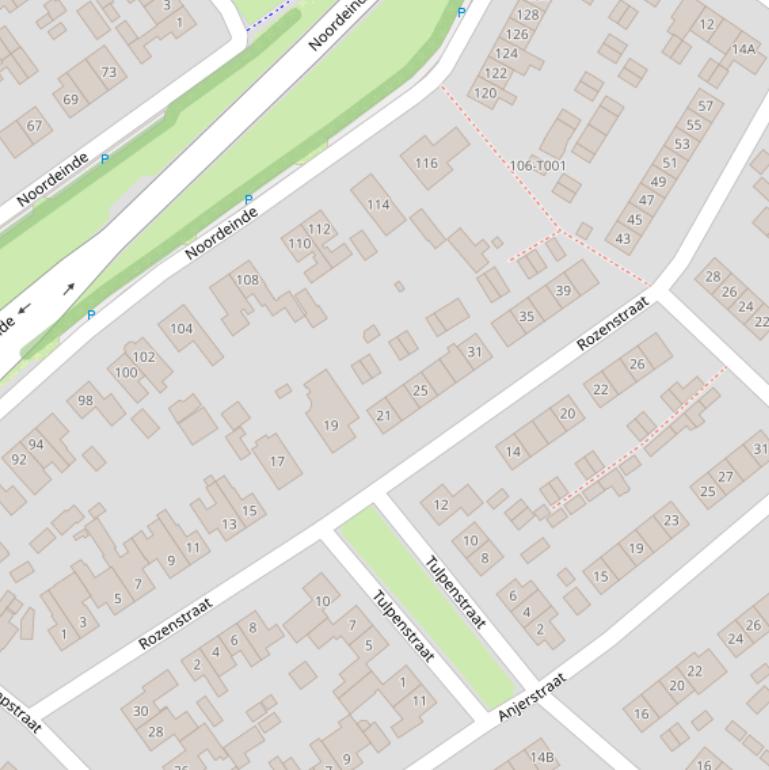 Kaart van de Rozenstraat.