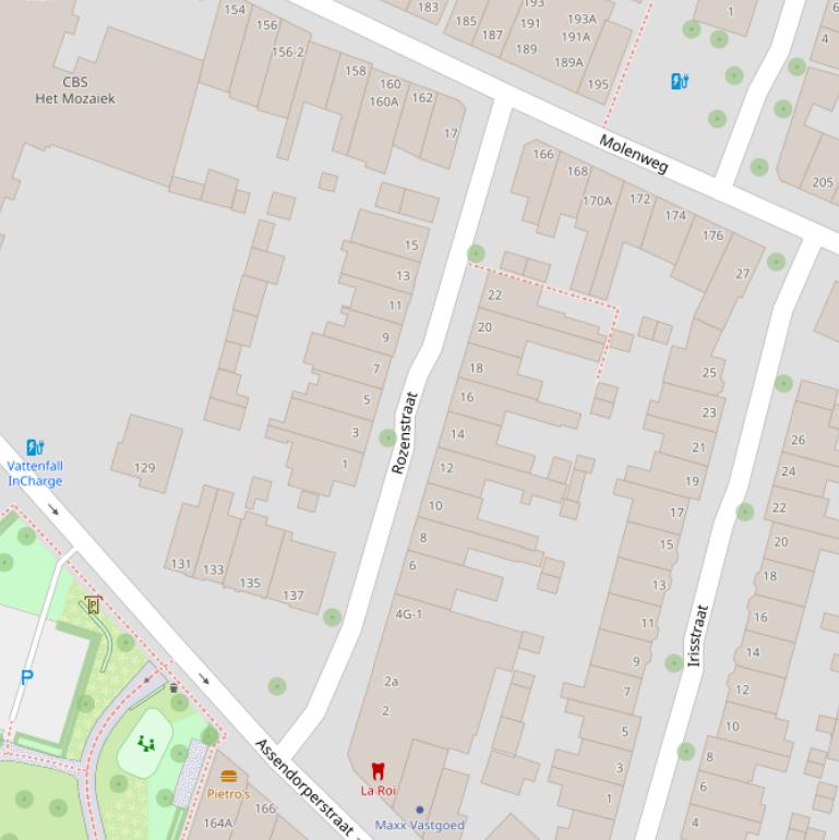 Kaart van de Rozenstraat.