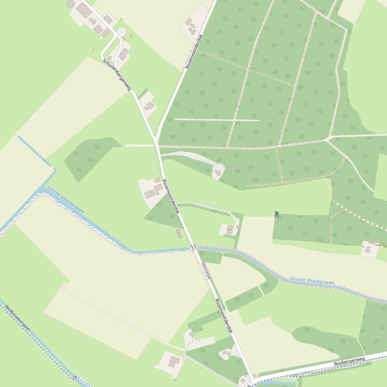 Kaart van de Rozenvoorderdijk.