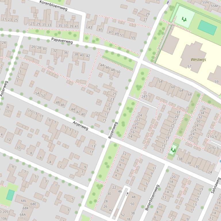 Kaart van de Rozenweg.