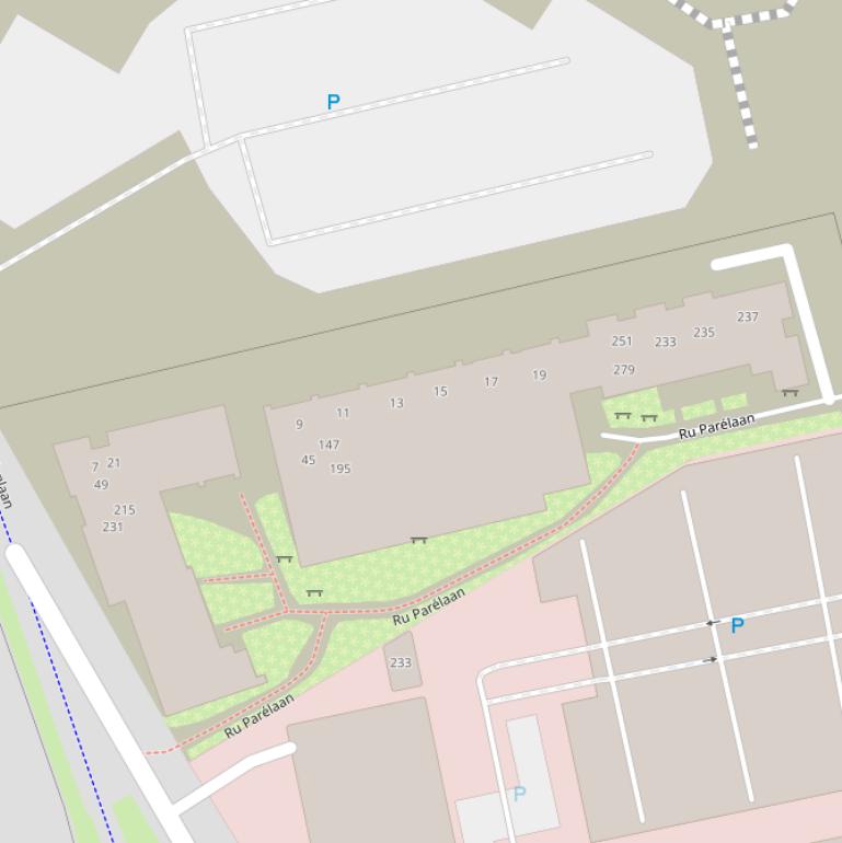 Kaart van de Ru Parélaan.