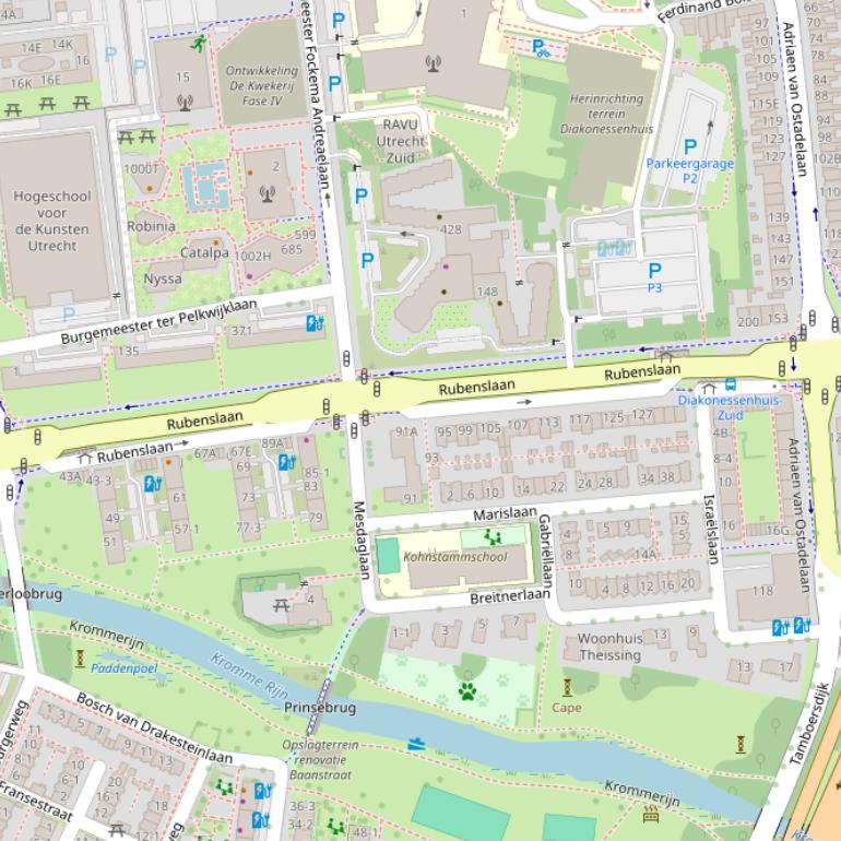 Kaart van de Rubenslaan.