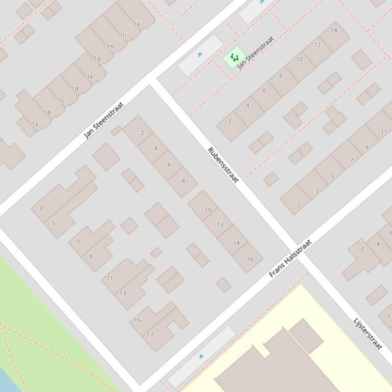 Kaart van de Rubensstraat.