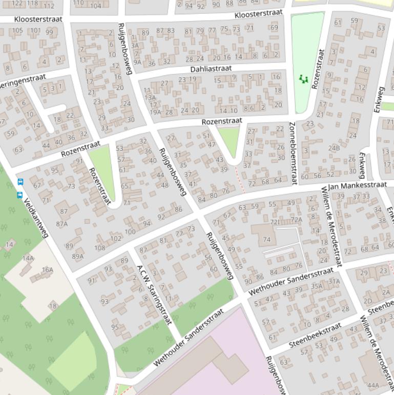 Kaart van de Ruijgenbosweg.