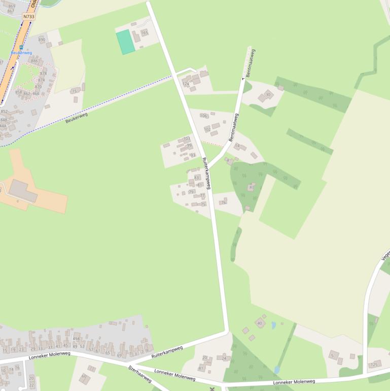 Kaart van de Ruiterkampweg.