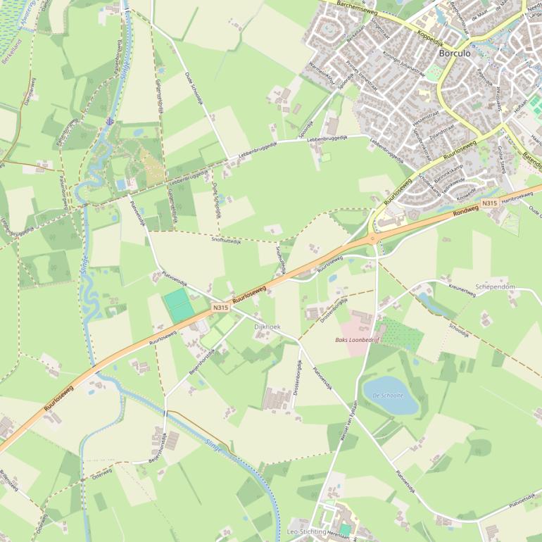 Kaart van de Ruurloseweg.