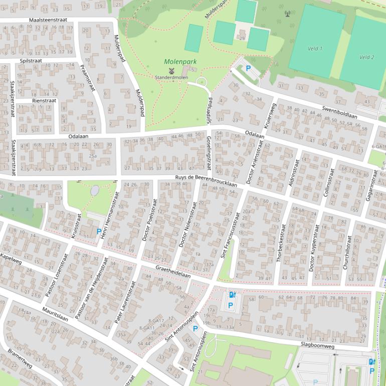 Kaart van  Ruys de Beerenbroucklaan.