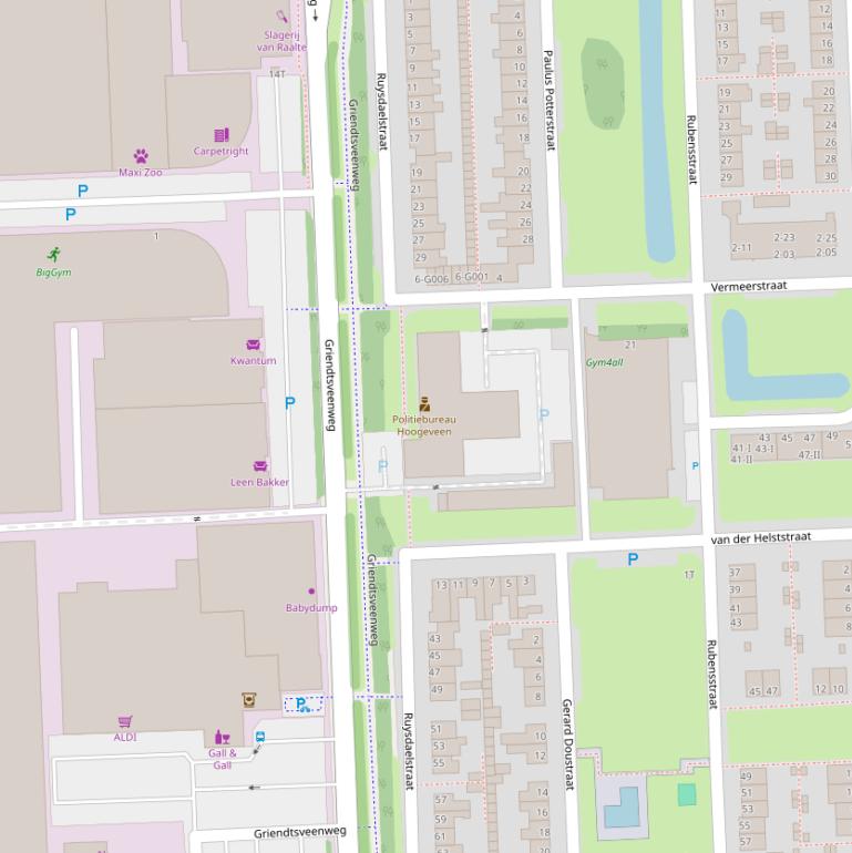 Kaart van de Ruysdaelstraat.