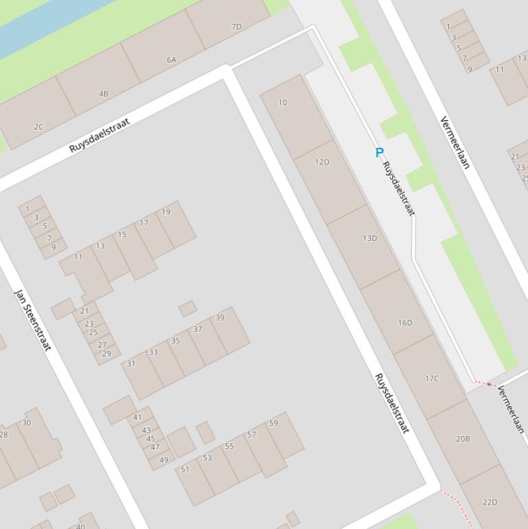 Kaart van de Ruysdaelstraat.