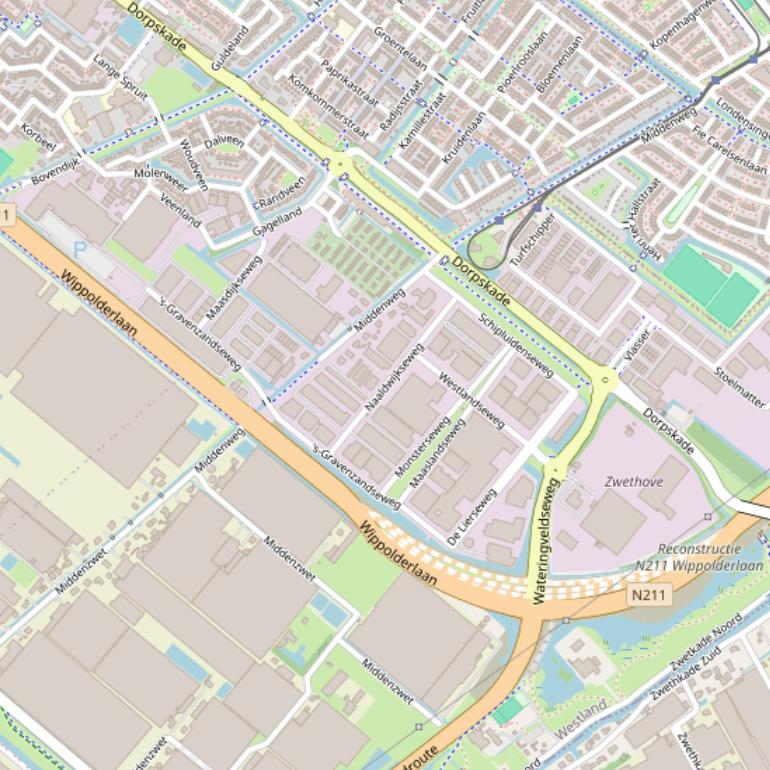 Kaart van de ’s-Gravenzandseweg.