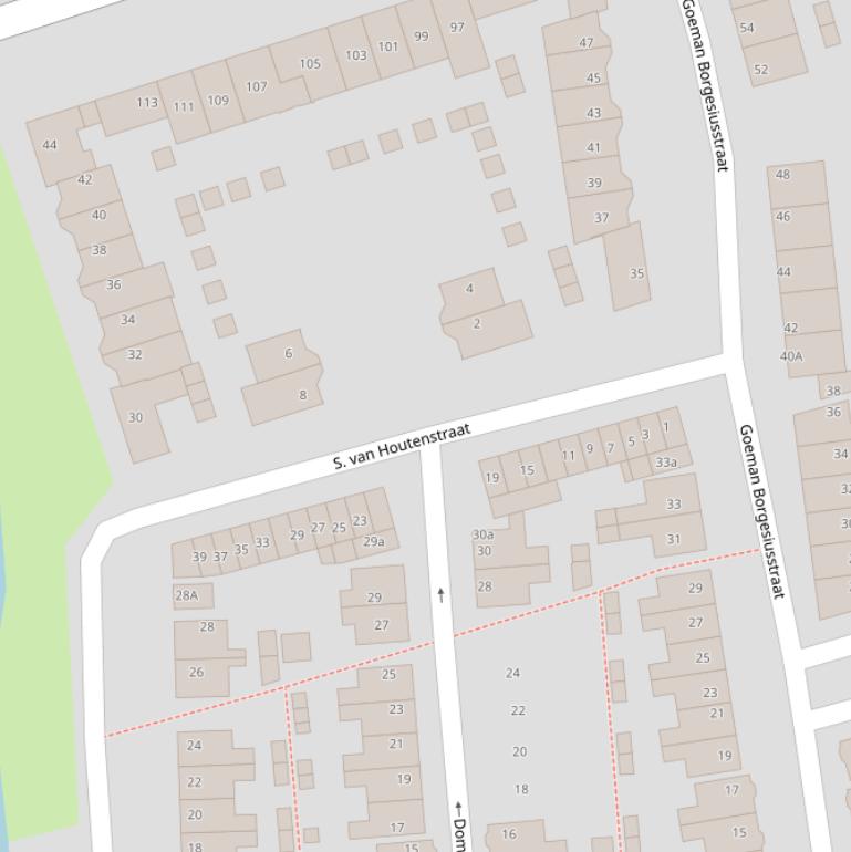 Kaart van de S. van Houtenstraat.