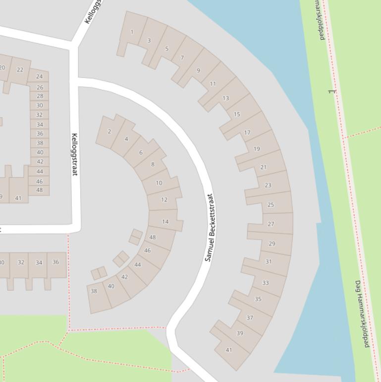 Kaart van de Samuel Beckettstraat.
