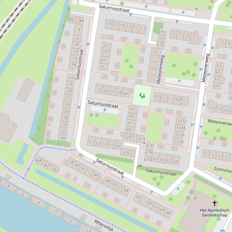 Kaart van de Saturnusstraat.