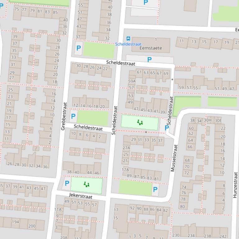 Kaart van de Scheldestraat.