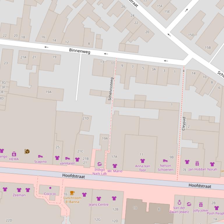 Kaart van de Schelvissteeg.