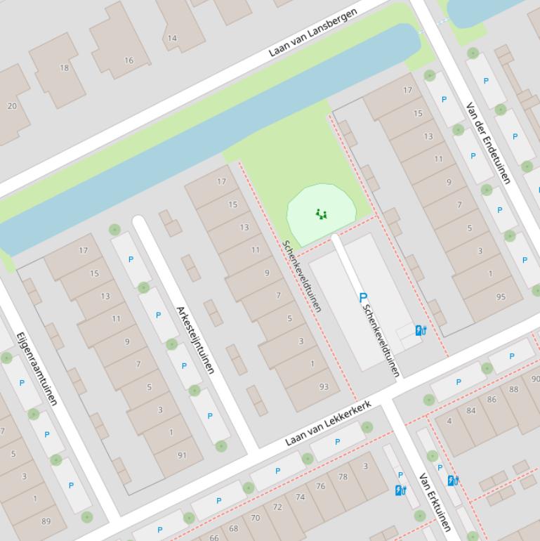 Kaart van  Schenkeveldtuinen.