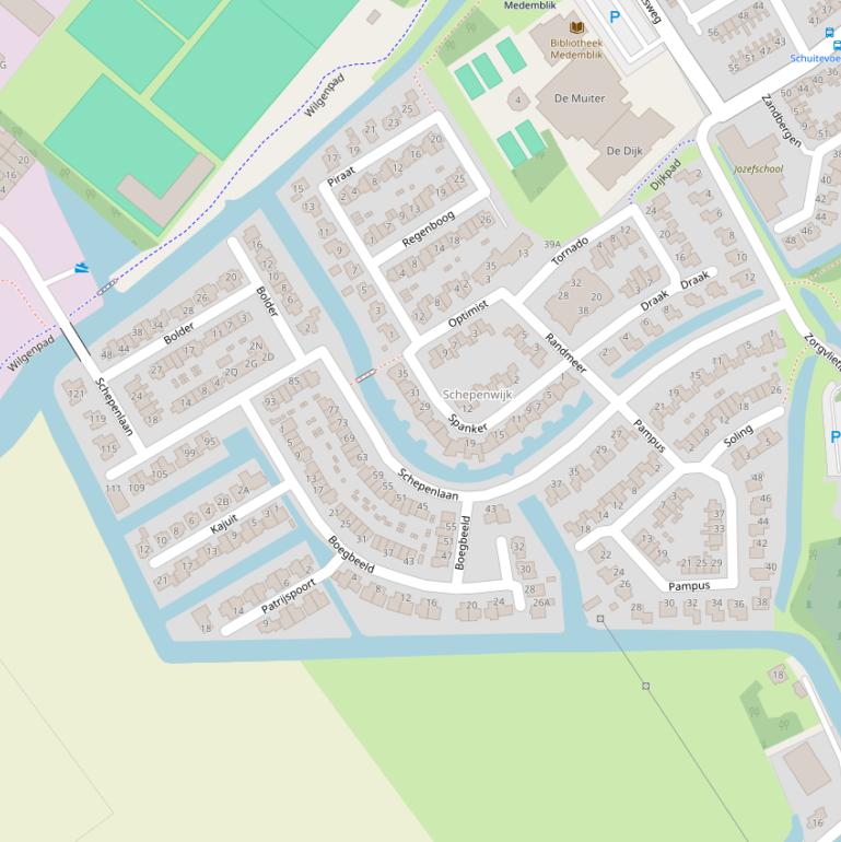 Kaart van de Schepenlaan.