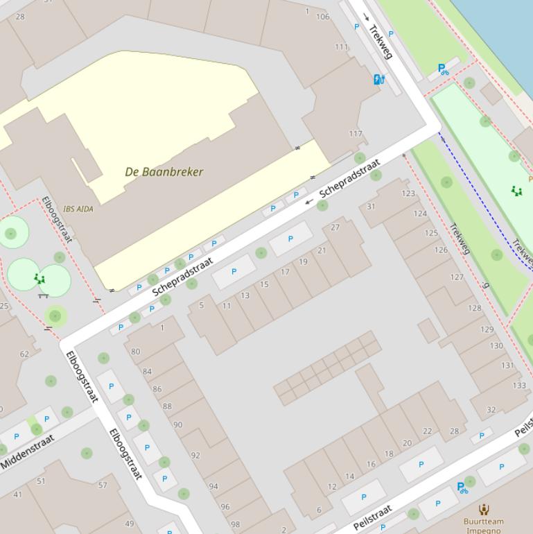 Kaart van de Schepradstraat.