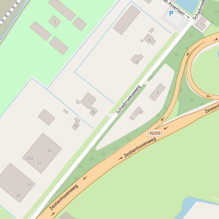 Kaart van de Schiebroekseweg.