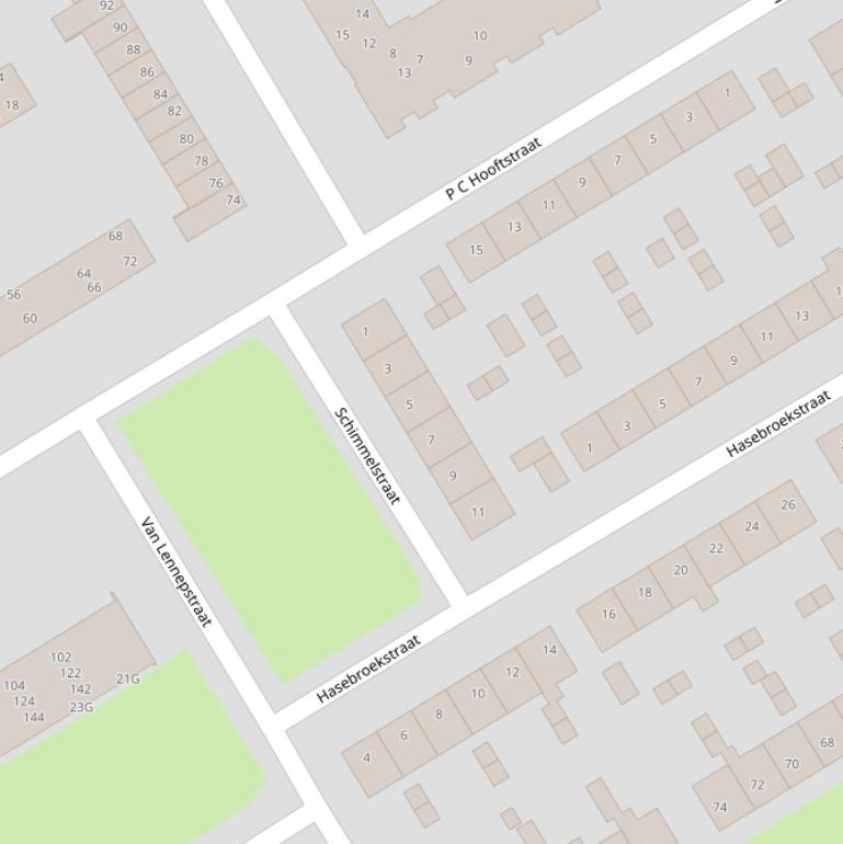 Kaart van de Schimmelstraat.