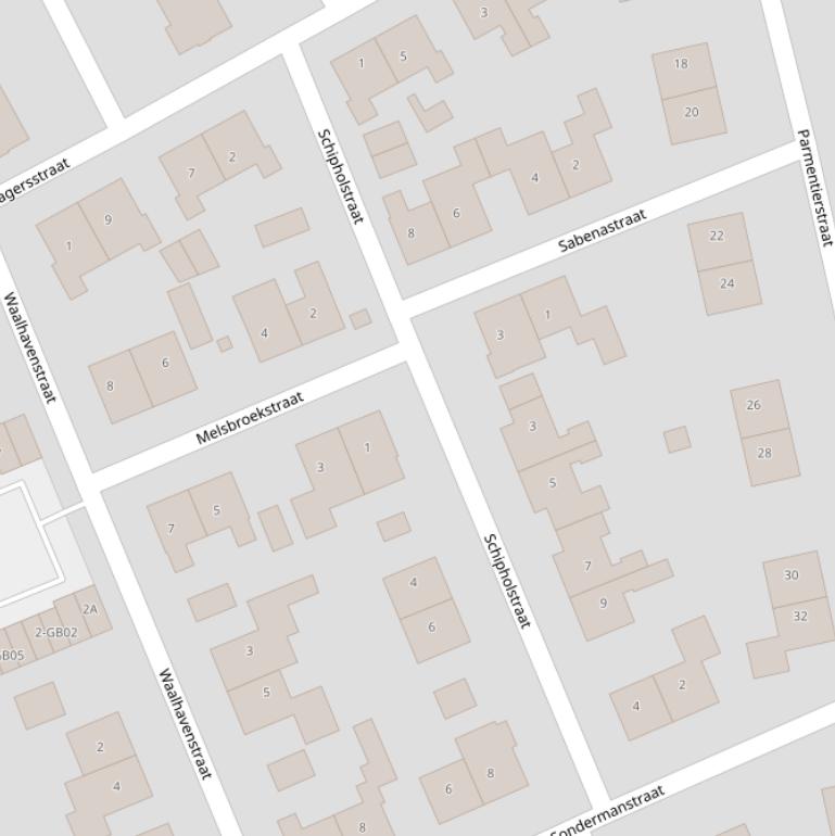 Kaart van de Schipholstraat.