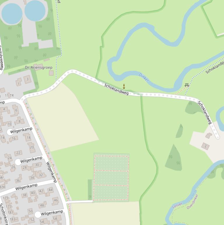 Kaart van de Schoklandweg.