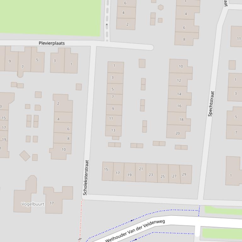 Kaart van de Scholeksterstraat.