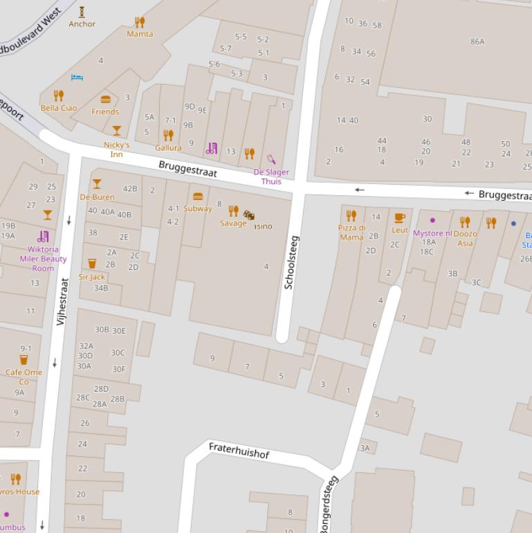 Kaart van de Schoolsteeg.