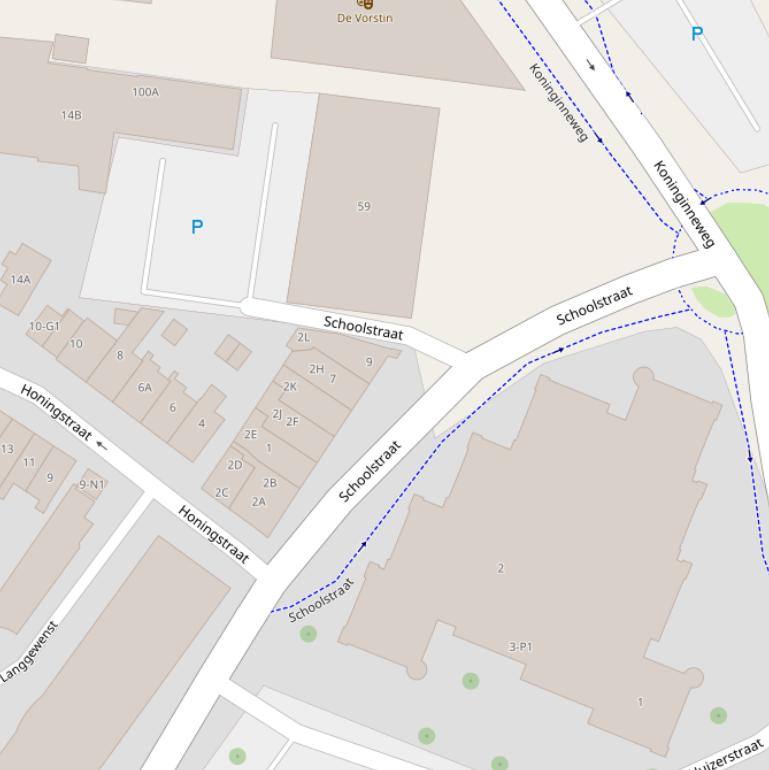 Kaart van de Schoolstraat.