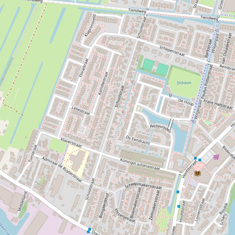 Kaart van de Schoolstraat.