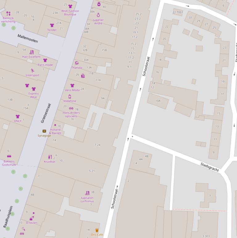 Kaart van de Schoolstraat.