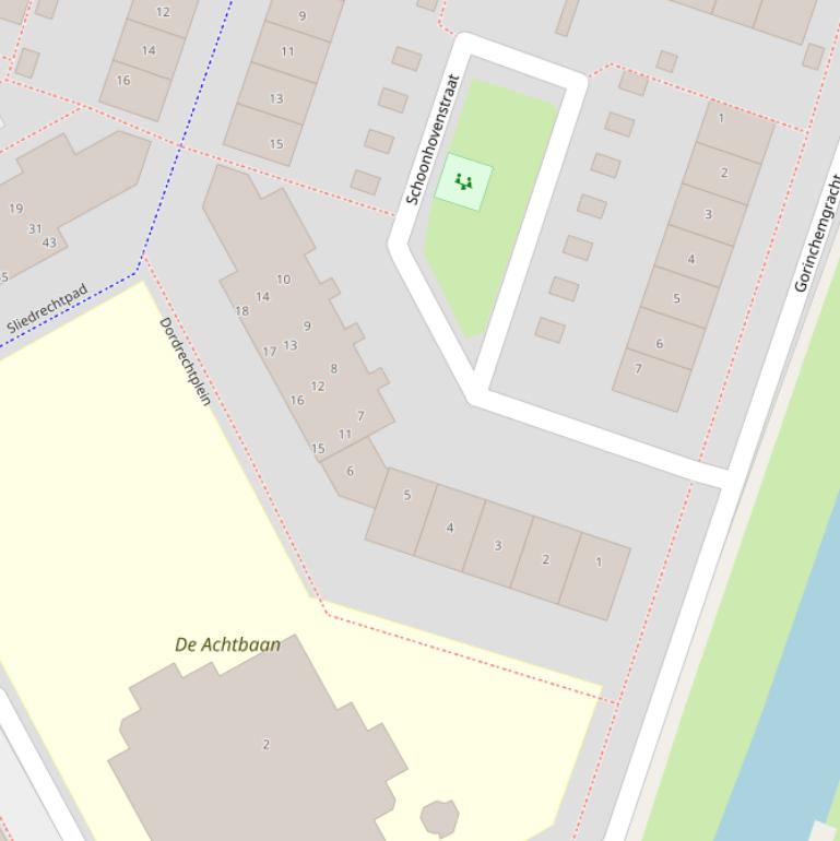 Kaart van de Schoonhovenstraat.