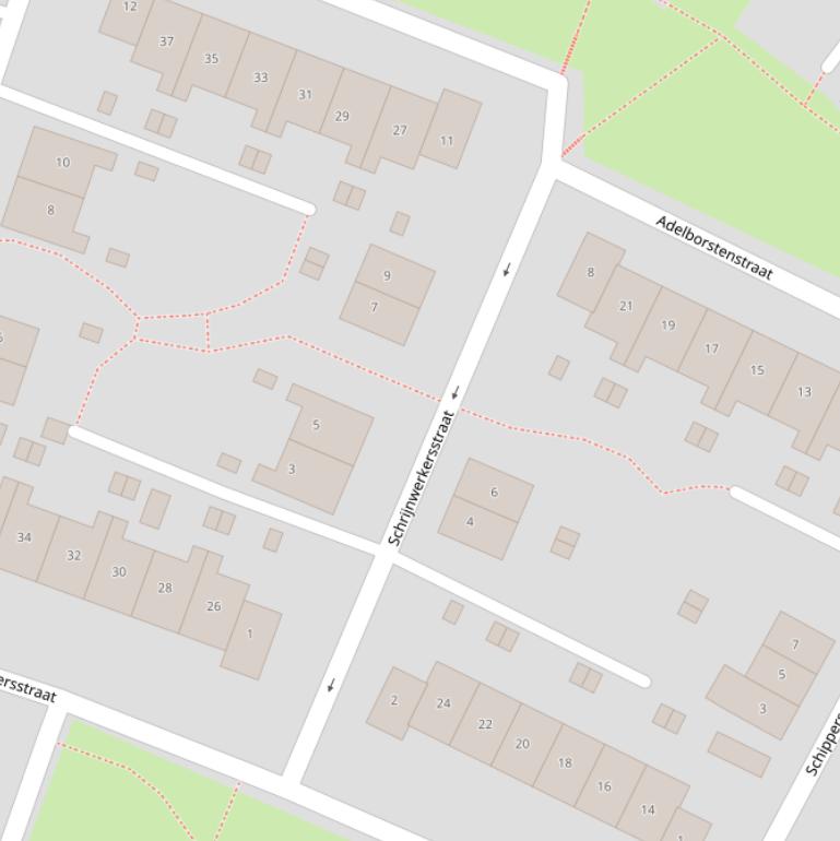 Kaart van de Schrijnwerkersstraat.