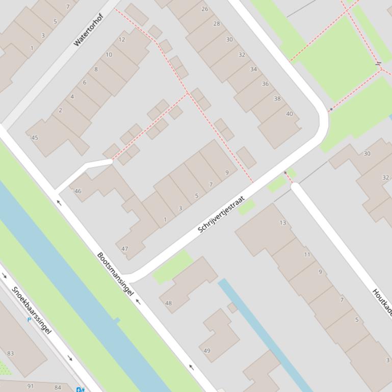 Kaart van de Schrijvertjestraat.