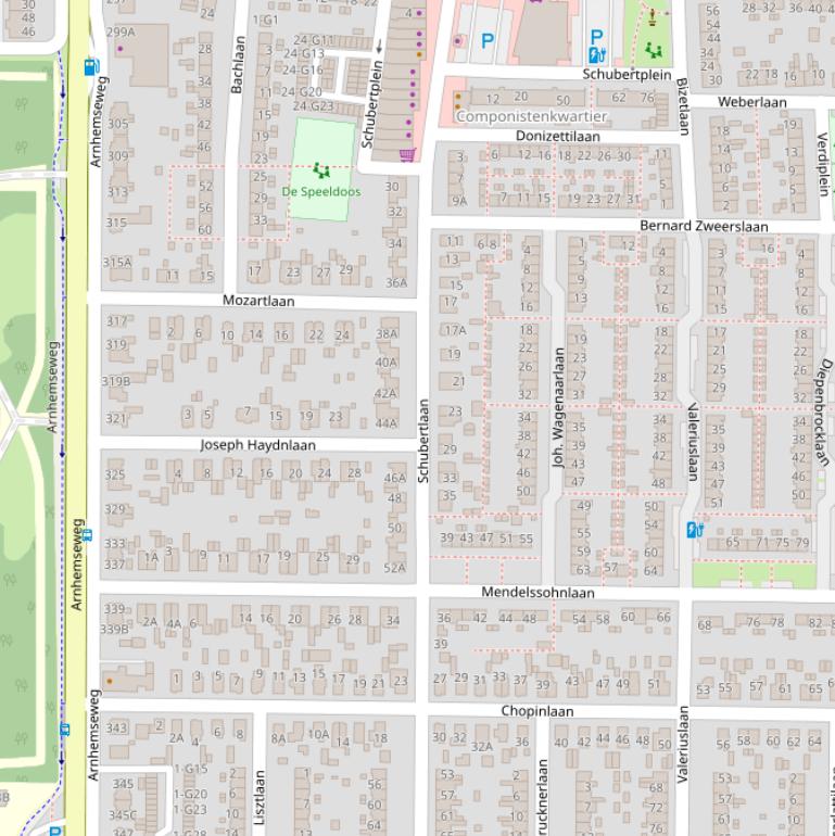 Kaart van de Schubertlaan.