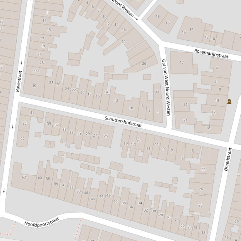 Kaart van de Schuttershofstraat.