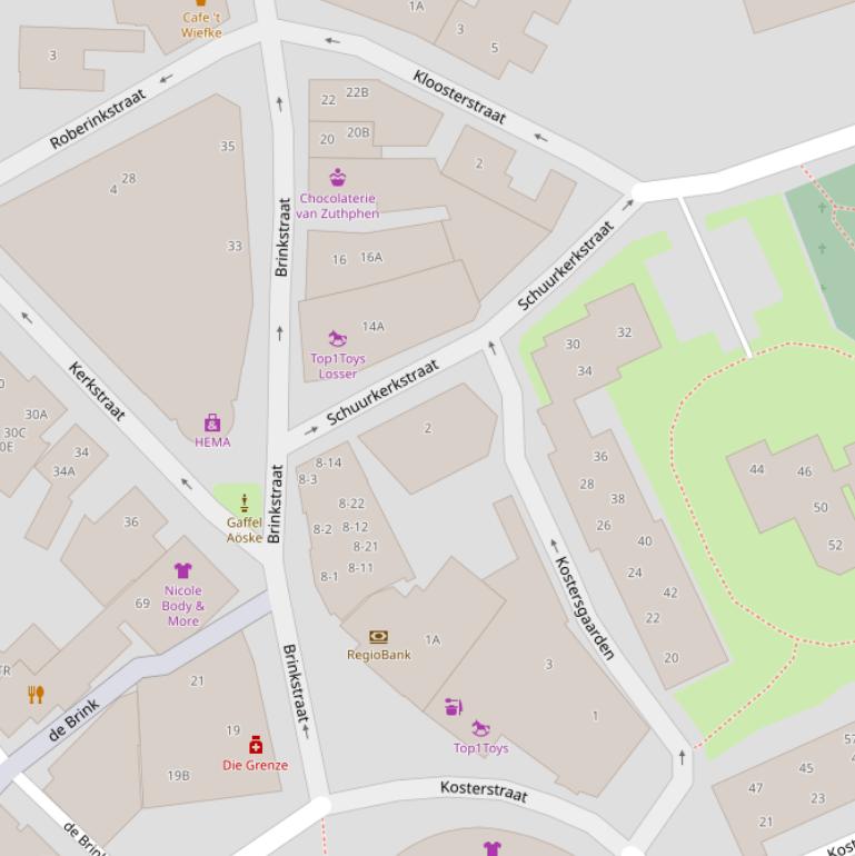 Kaart van de Schuurkerkstraat.