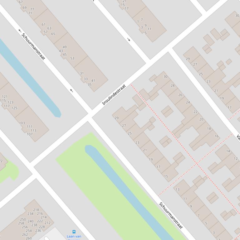 Kaart van de Schuurmanstraat.