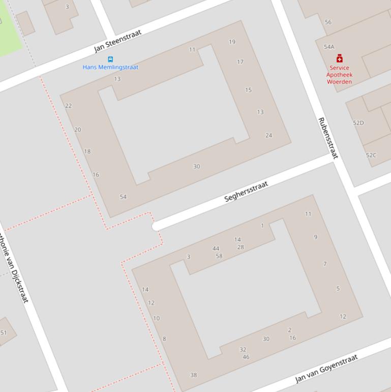 Kaart van de Seghersstraat.