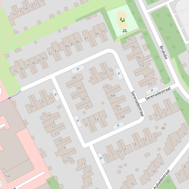 Kaart van de Serenadestraat.