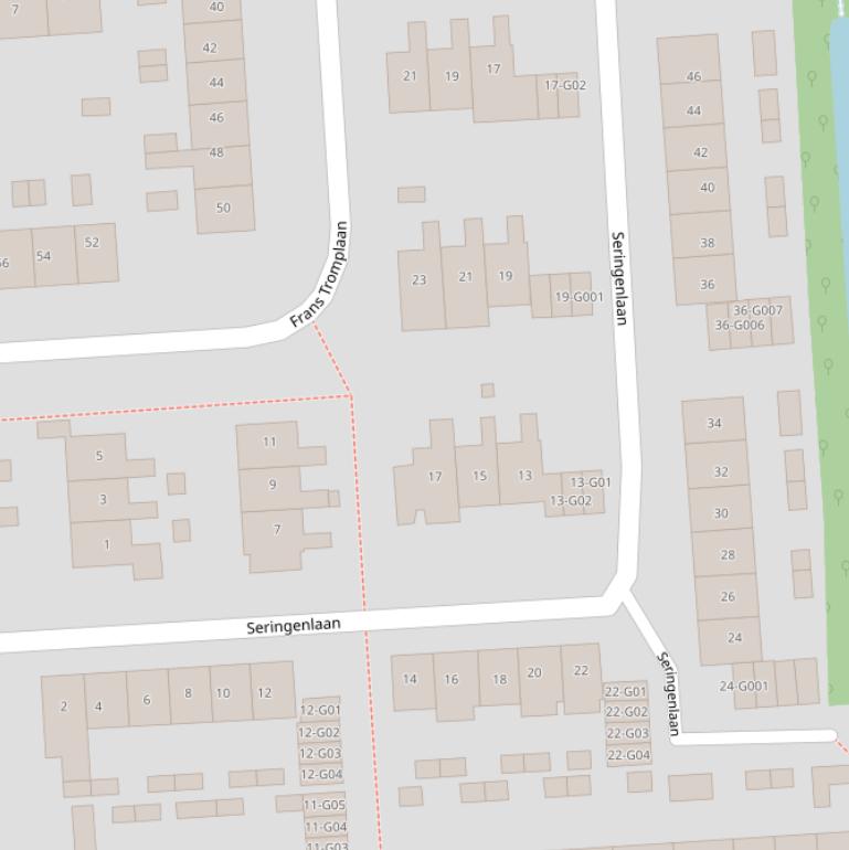 Kaart van de Seringenlaan.