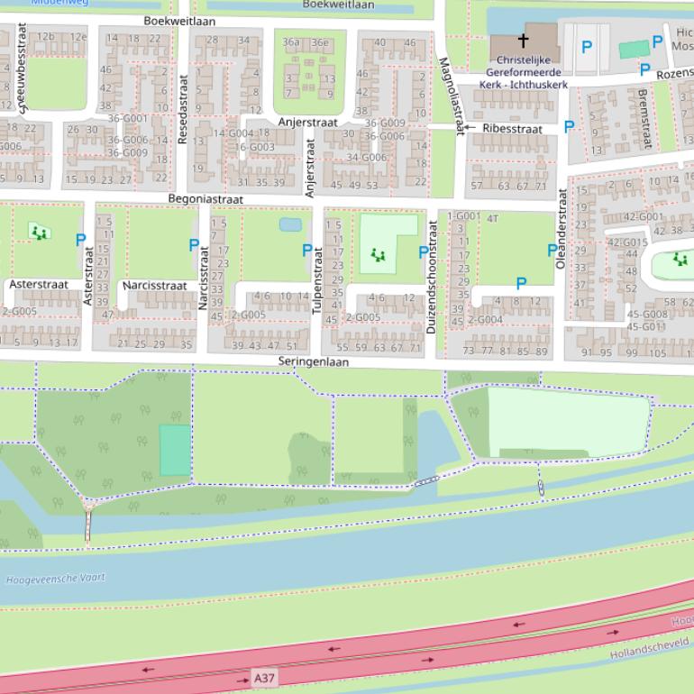 Kaart van de Seringenlaan.